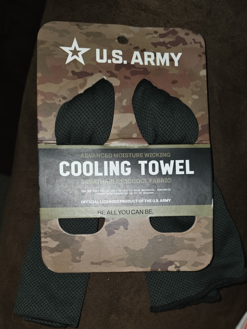 U.S. Army Black Cooling Towel with Camouflage Packaging